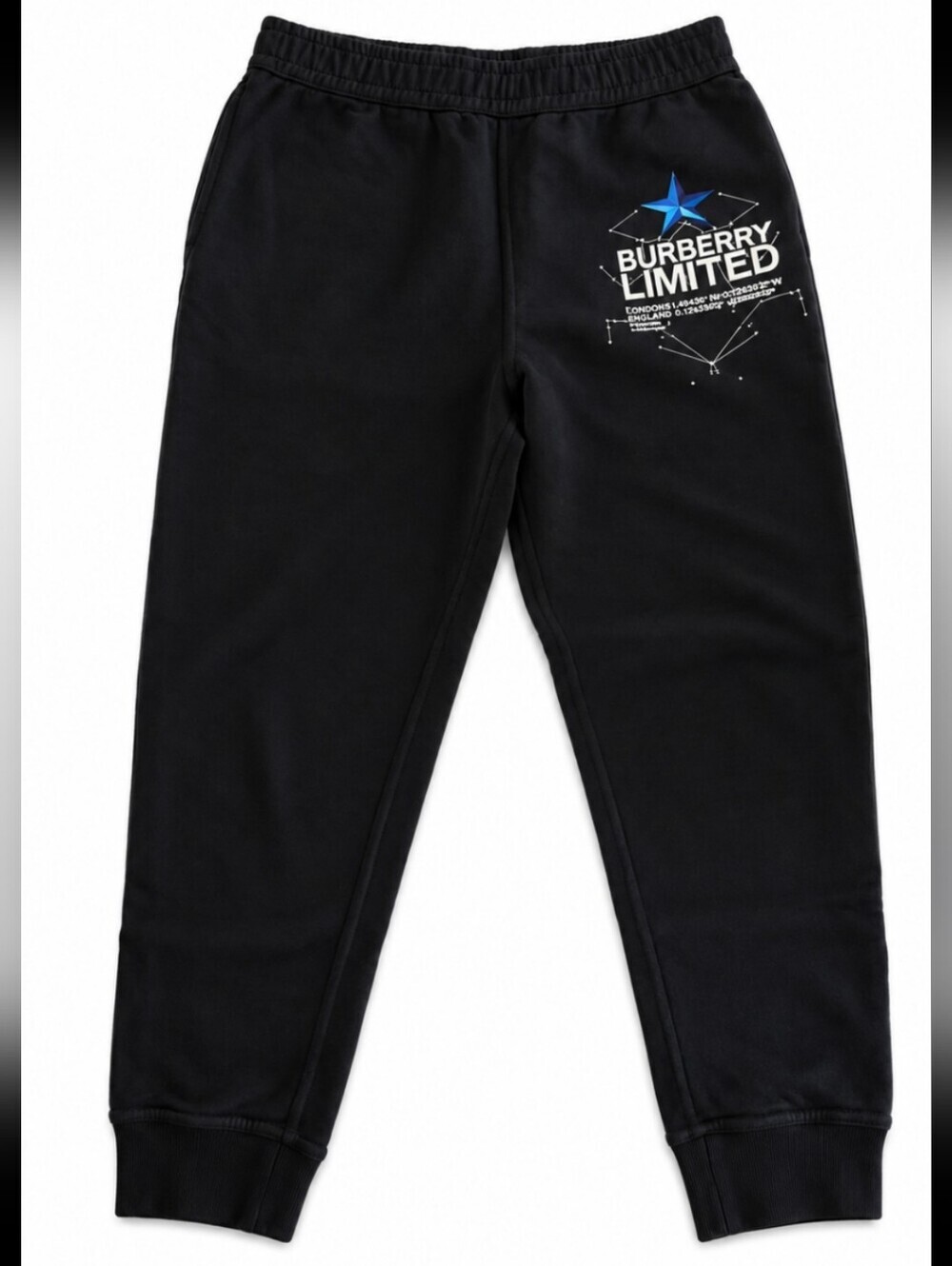BURBERRY Constellation Graphic Joggers Men's Medium Black Slim Fit Sweatpants